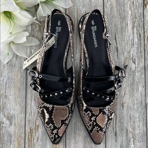 Women's Strappy Dressy Snakeskin Flats Shoes Size 9